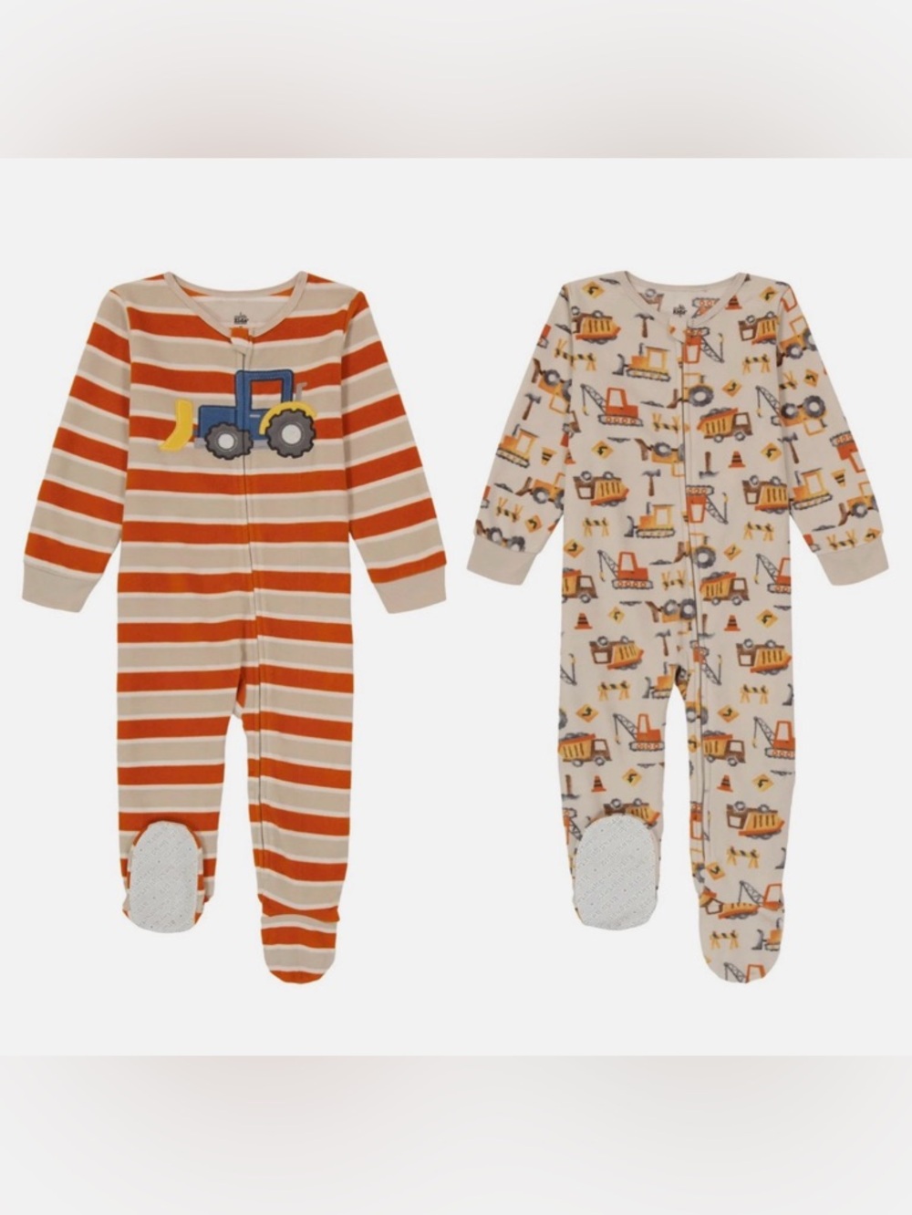 KIDS HEADQUARTERS | Construction Footed Footie Pajamas (Set of 2)
